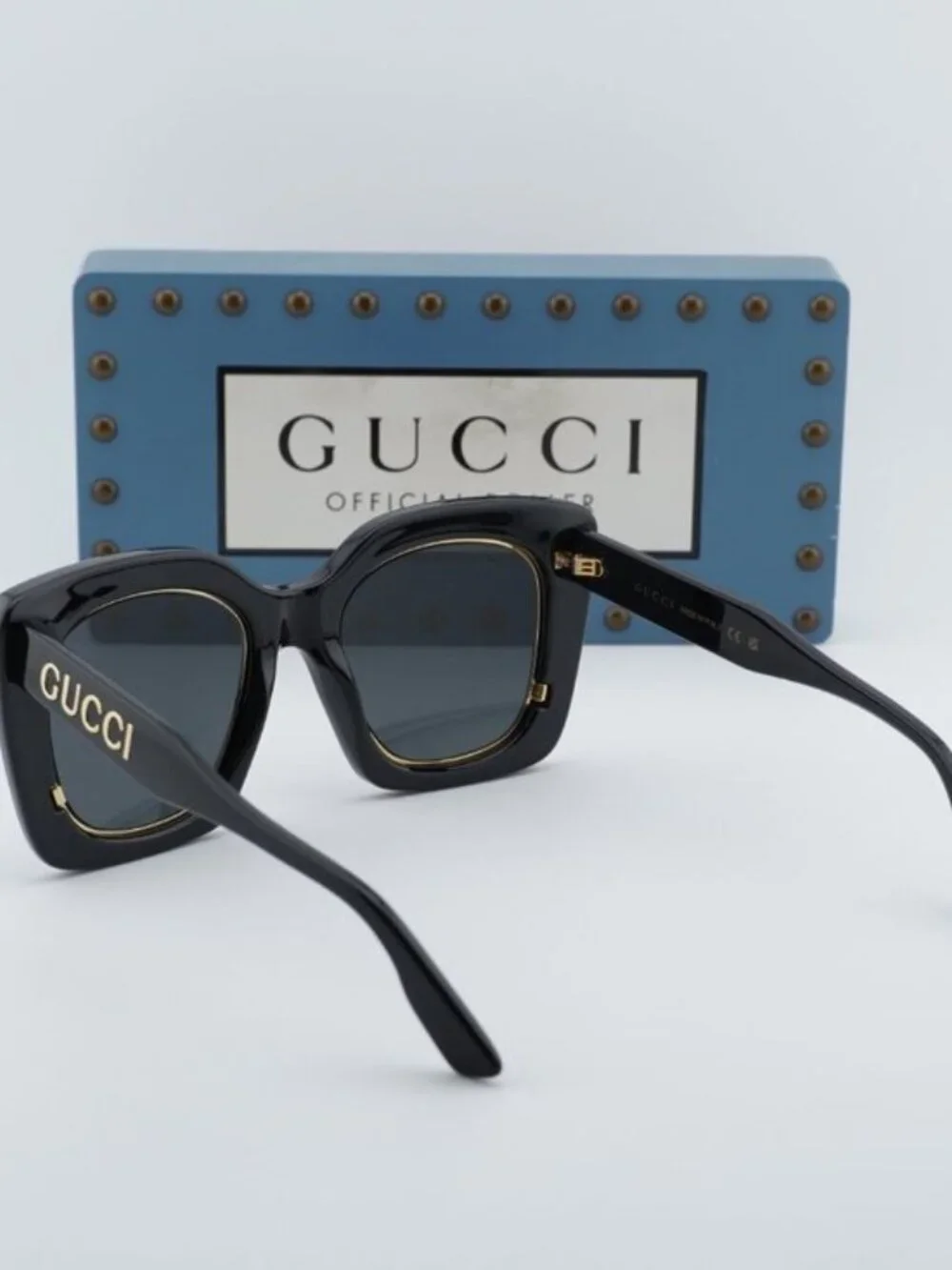 Gucci GG1151S 001 Women Butterfly Sunglasses - Black with Gold / Grey